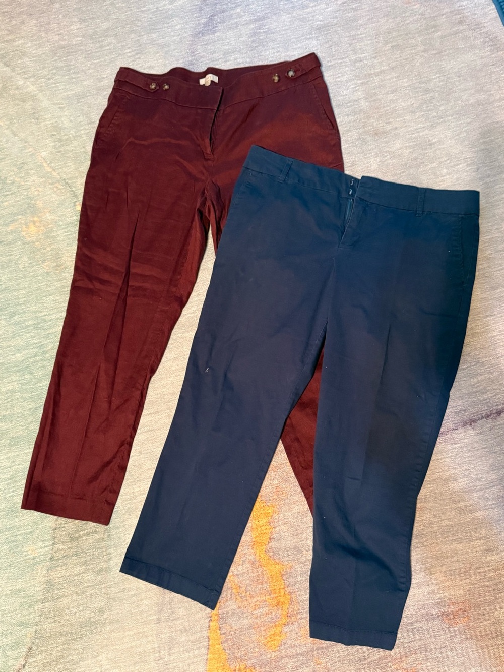 Kut from the Kloth Navy and Loft burgundy Cropped Trouser